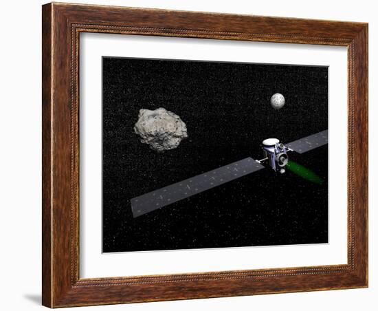 Dawn Robotic Spacecraft Orbiting Ceres and Vesta-null-Framed Art Print