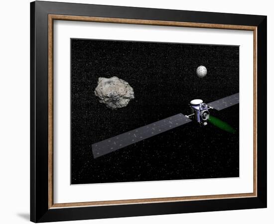 Dawn Robotic Spacecraft Orbiting Ceres and Vesta-null-Framed Art Print