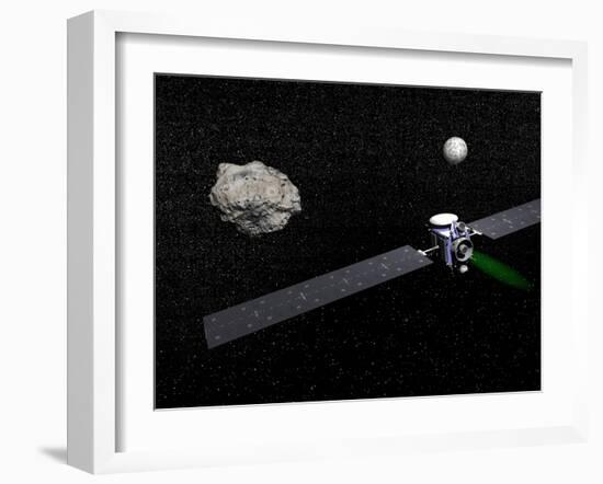 Dawn Robotic Spacecraft Orbiting Ceres and Vesta-null-Framed Art Print