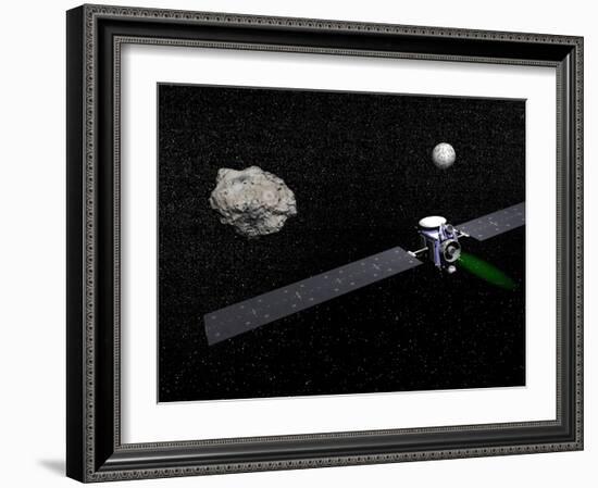 Dawn Robotic Spacecraft Orbiting Ceres and Vesta-null-Framed Art Print