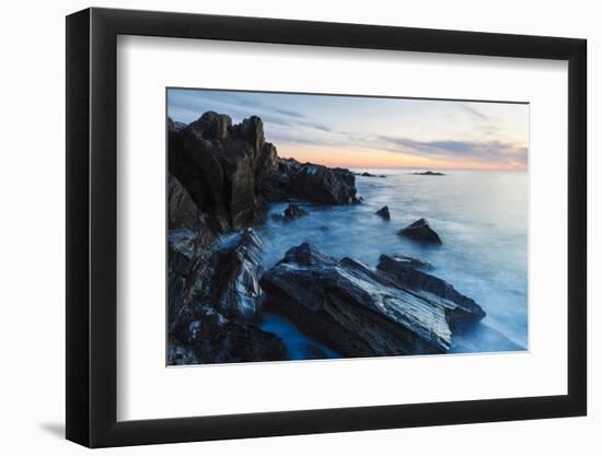 Dawn, Rocks, and Surf. Wallis Sands State Park, Rye, New Hampshire-Jerry & Marcy Monkman-Framed Photographic Print