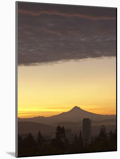 Dawn Sky over Portland and Mt. Hood, Oregon, USA-William Sutton-Mounted Photographic Print