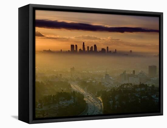 Dawn View of Downtown, Los Angeles, California, USA-Walter Bibikow-Framed Premier Image Canvas