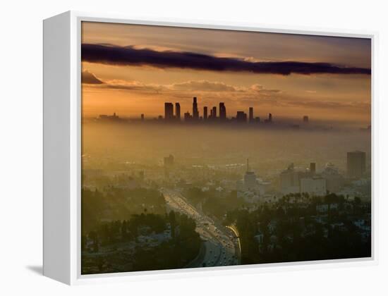 Dawn View of Downtown, Los Angeles, California, USA-Walter Bibikow-Framed Premier Image Canvas