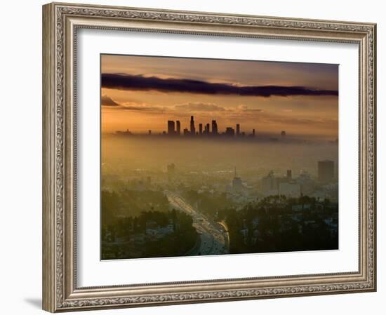 Dawn View of Downtown, Los Angeles, California, USA-Walter Bibikow-Framed Photographic Print