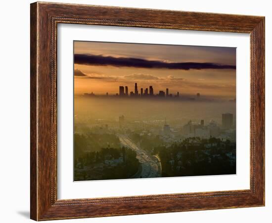 Dawn View of Downtown, Los Angeles, California, USA-Walter Bibikow-Framed Photographic Print