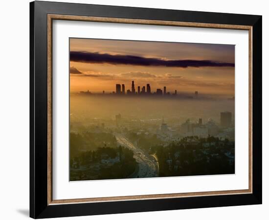 Dawn View of Downtown, Los Angeles, California, USA-Walter Bibikow-Framed Photographic Print