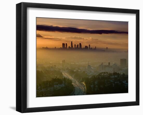 Dawn View of Downtown, Los Angeles, California, USA-Walter Bibikow-Framed Photographic Print