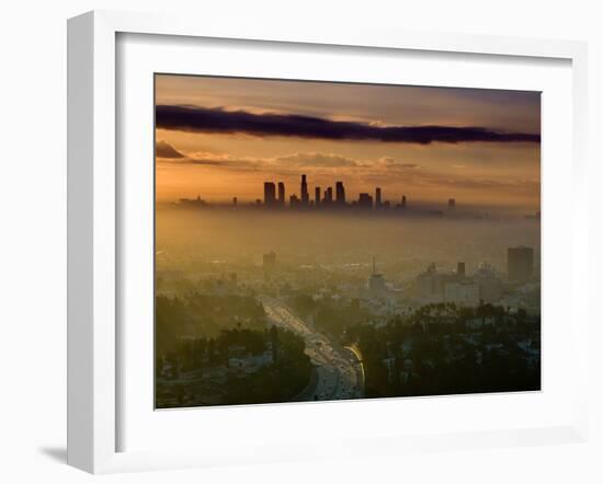 Dawn View of Downtown, Los Angeles, California, USA-Walter Bibikow-Framed Photographic Print