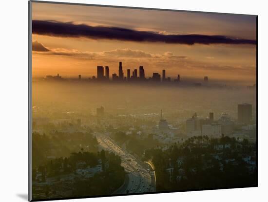 Dawn View of Downtown, Los Angeles, California, USA-Walter Bibikow-Mounted Photographic Print