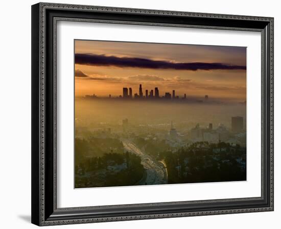 Dawn View of Downtown, Los Angeles, California, USA-Walter Bibikow-Framed Photographic Print