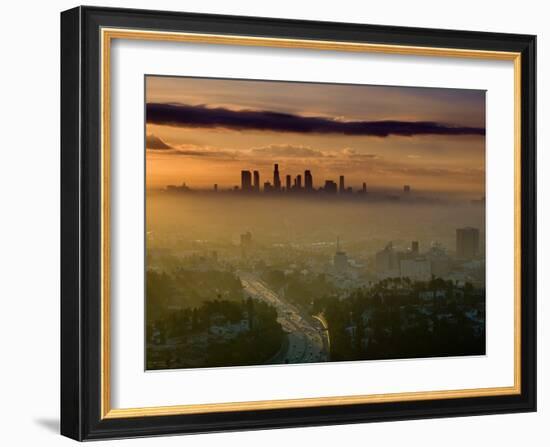 Dawn View of Downtown, Los Angeles, California, USA-Walter Bibikow-Framed Photographic Print