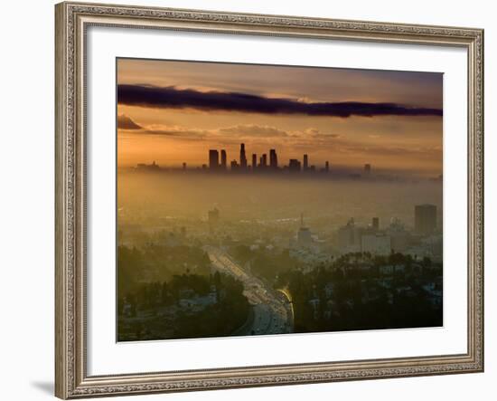 Dawn View of Downtown, Los Angeles, California, USA-Walter Bibikow-Framed Photographic Print