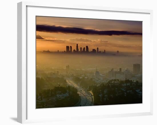 Dawn View of Downtown, Los Angeles, California, USA-Walter Bibikow-Framed Photographic Print