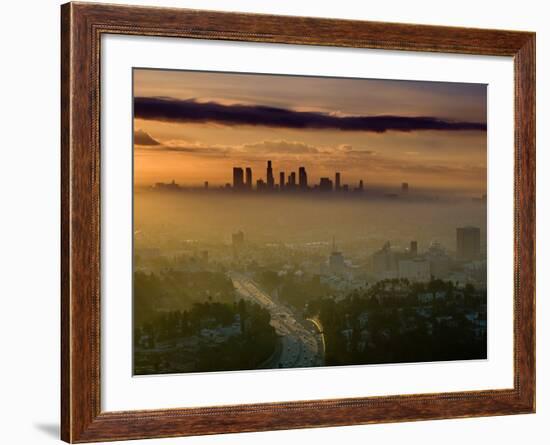 Dawn View of Downtown, Los Angeles, California, USA-Walter Bibikow-Framed Photographic Print