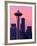 Dawn View of Space Needle and Downtown Seattle, Washington, USA-William Sutton-Framed Photographic Print