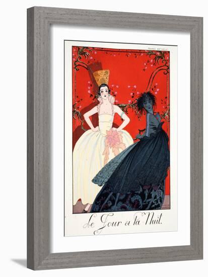 Day and Night, from 'Falbalas and Fanfreluches, Almanach des Modes Présente-Georges Barbier-Framed Giclee Print