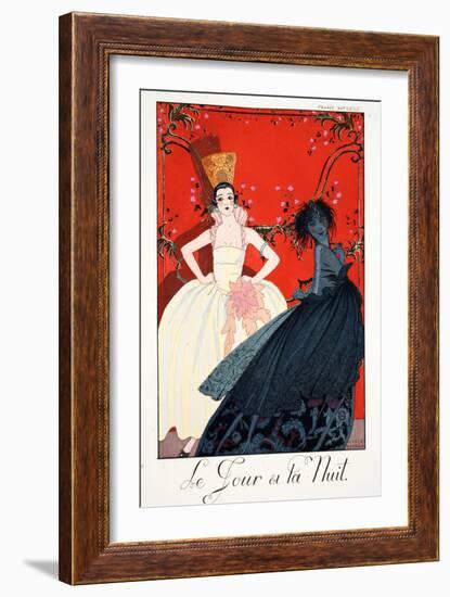 Day and Night, from 'Falbalas and Fanfreluches, Almanach des Modes Présente-Georges Barbier-Framed Giclee Print