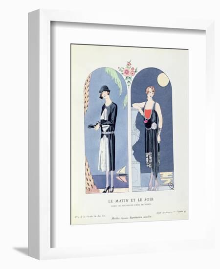 Day and Night, Plate 47 from 'La Gazette Du Bon Ton' Depicting Day and Evening Dresses, 1924-25-Georges Barbier-Framed Giclee Print