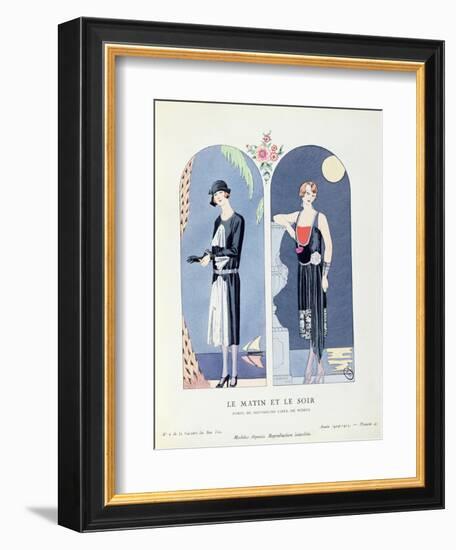 Day and Night, Plate 47 from 'La Gazette Du Bon Ton' Depicting Day and Evening Dresses, 1924-25-Georges Barbier-Framed Giclee Print