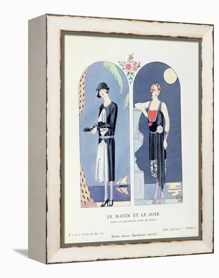 Day and Night, Plate 47 from 'La Gazette Du Bon Ton' Depicting Day and Evening Dresses, 1924-25-Georges Barbier-Framed Premier Image Canvas