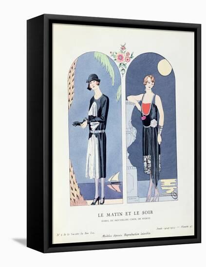 Day and Night, Plate 47 from 'La Gazette Du Bon Ton' Depicting Day and Evening Dresses, 1924-25-Georges Barbier-Framed Premier Image Canvas