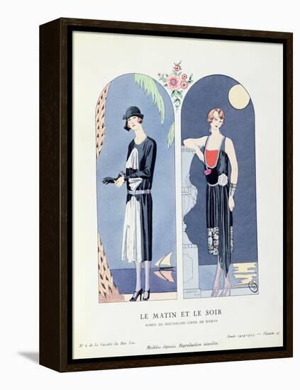 Day and Night, Plate 47 from 'La Gazette Du Bon Ton' Depicting Day and Evening Dresses, 1924-25-Georges Barbier-Framed Premier Image Canvas