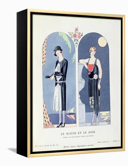 Day and Night, Plate 47 from 'La Gazette Du Bon Ton' Depicting Day and Evening Dresses, 1924-25-Georges Barbier-Framed Premier Image Canvas