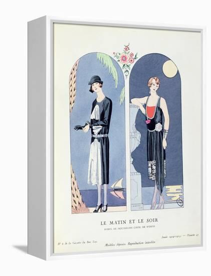 Day and Night, Plate 47 from 'La Gazette Du Bon Ton' Depicting Day and Evening Dresses, 1924-25-Georges Barbier-Framed Premier Image Canvas