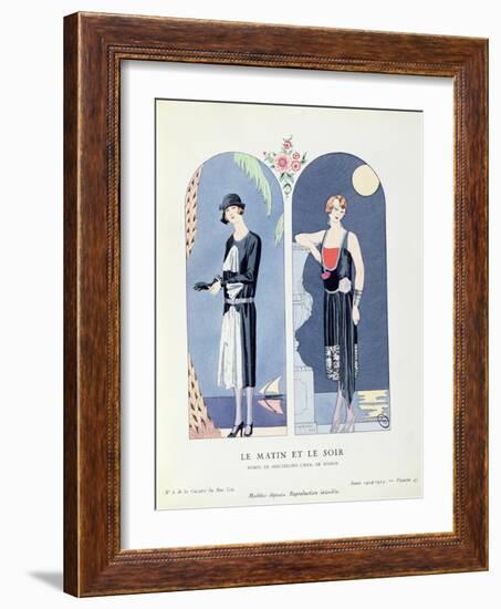 Day and Night, Plate 47 from 'La Gazette Du Bon Ton' Depicting Day and Evening Dresses, 1924-25-Georges Barbier-Framed Giclee Print