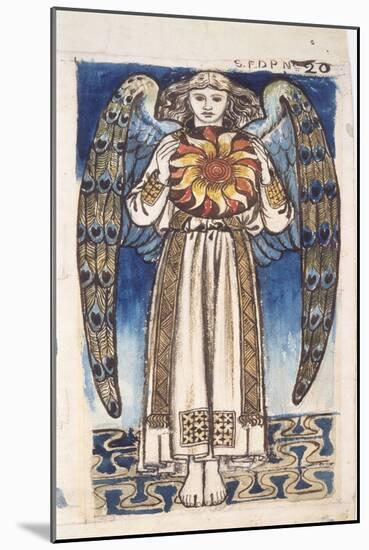 Day: Angel Holding a Sun, C.1862-64 (W/C and Pencil on Paper)-William Morris-Mounted Giclee Print