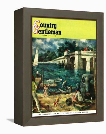 "Day at the Shore," Country Gentleman Cover, February 1, 1950-Ben Stahl-Framed Premier Image Canvas
