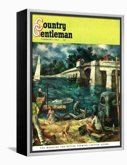 "Day at the Shore," Country Gentleman Cover, February 1, 1950-Ben Stahl-Framed Premier Image Canvas