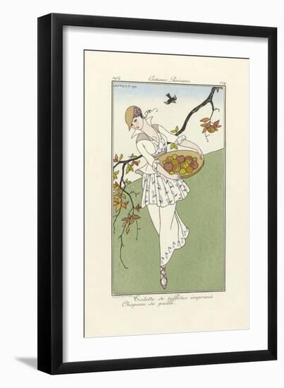 Day Dress from Costumes Parisiens, Pub. 1914 (Pochoir Print)-Georges Barbier-Framed Giclee Print