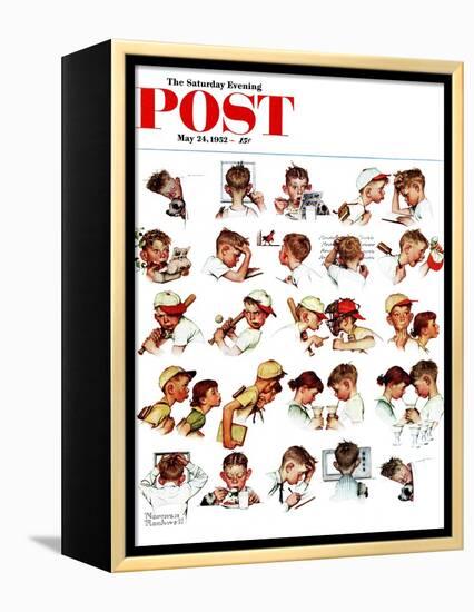 "Day in the Life of a Boy" Saturday Evening Post Cover, May 24,1952-Norman Rockwell-Framed Premier Image Canvas