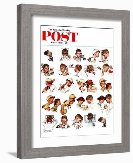 "Day in the Life of a Boy" Saturday Evening Post Cover, May 24,1952-Norman Rockwell-Framed Giclee Print