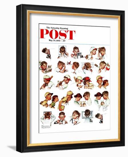 "Day in the Life of a Boy" Saturday Evening Post Cover, May 24,1952-Norman Rockwell-Framed Giclee Print