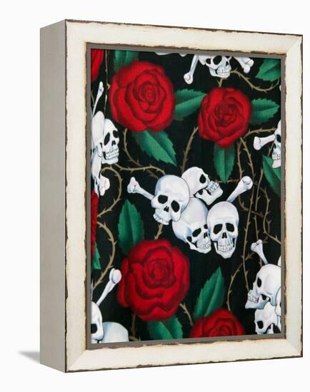 Day of Dead Fabric, Olvera Street Market, El Pueblo de Los Angeles, Los Angeles, California, USA-Walter Bibikow-Framed Premier Image Canvas