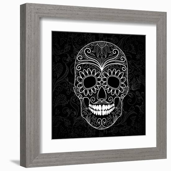 Day Of The Dead Black And White Skull-Alisa Foytik-Framed Art Print