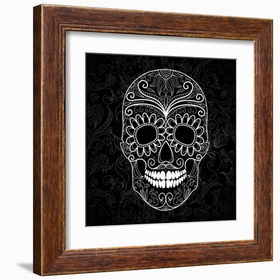 Day Of The Dead Black And White Skull-Alisa Foytik-Framed Art Print