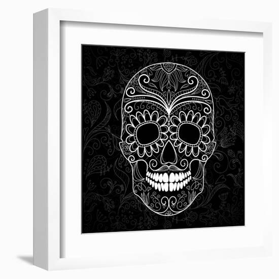 Day Of The Dead Black And White Skull-Alisa Foytik-Framed Art Print