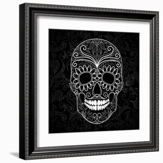 Day Of The Dead Black And White Skull-Alisa Foytik-Framed Art Print