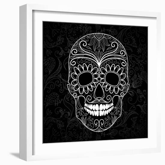 Day Of The Dead Black And White Skull-Alisa Foytik-Framed Art Print