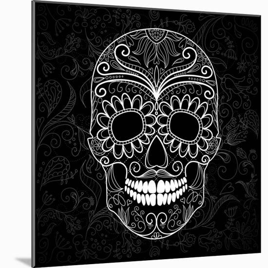 Day Of The Dead Black And White Skull-Alisa Foytik-Mounted Art Print