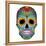 Day of the Dead Colorful Skull with Floral Ornament-Alisa Foytik-Framed Stretched Canvas