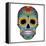 Day of the Dead Colorful Skull with Floral Ornament-Alisa Foytik-Framed Stretched Canvas