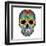 Day of the Dead Colorful Skull with Floral Ornament-Alisa Foytik-Framed Art Print