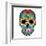 Day of the Dead Colorful Skull with Floral Ornament-Alisa Foytik-Framed Art Print