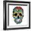 Day of the Dead Colorful Skull with Floral Ornament-Alisa Foytik-Framed Art Print