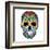 Day of the Dead Colorful Skull with Floral Ornament-Alisa Foytik-Framed Art Print